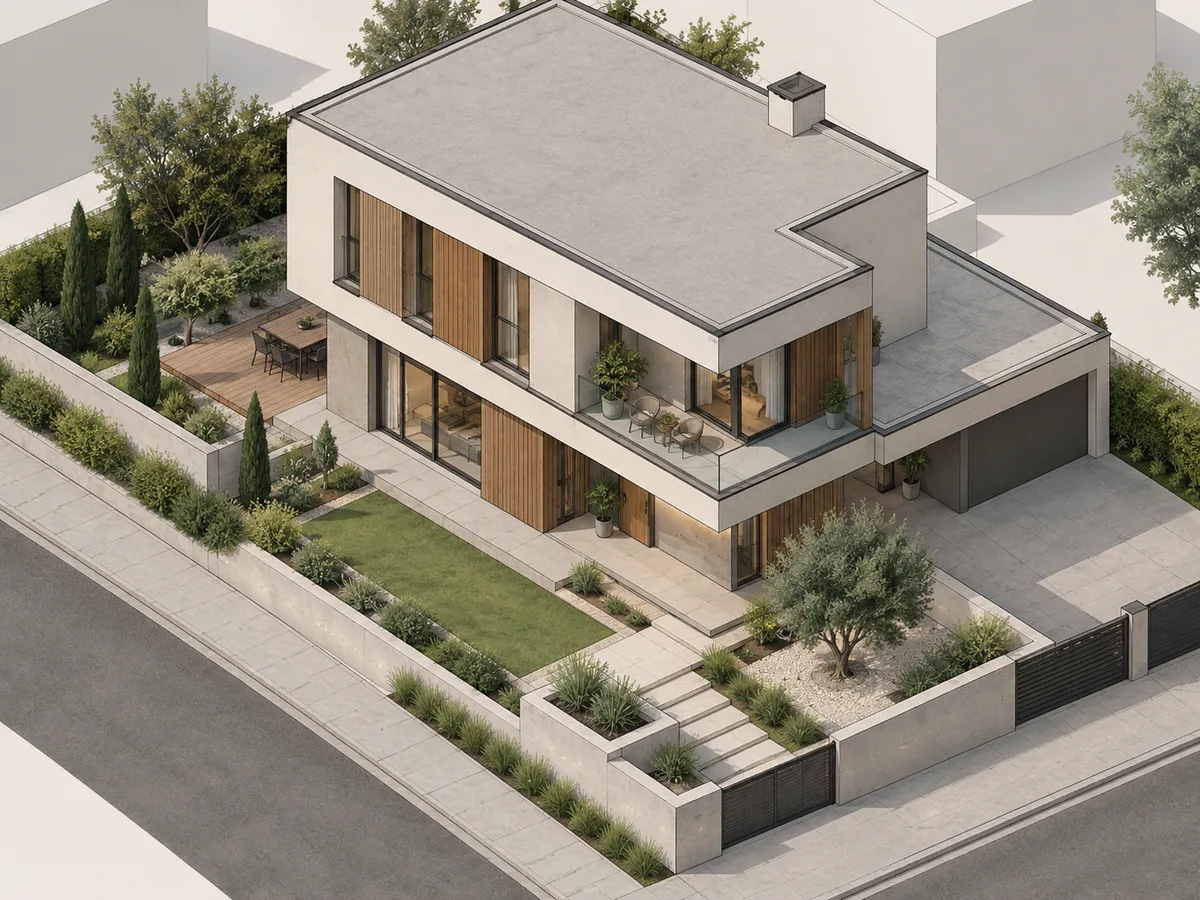Model 3D i një shtëpie, punim studenti në SketchUp