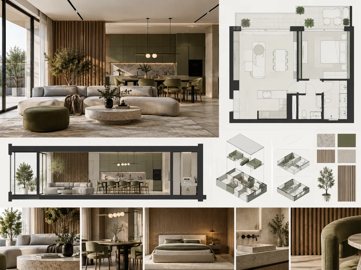 Prezantim i një interieri, punim studenti në ArchiCAD dhe 3ds Max